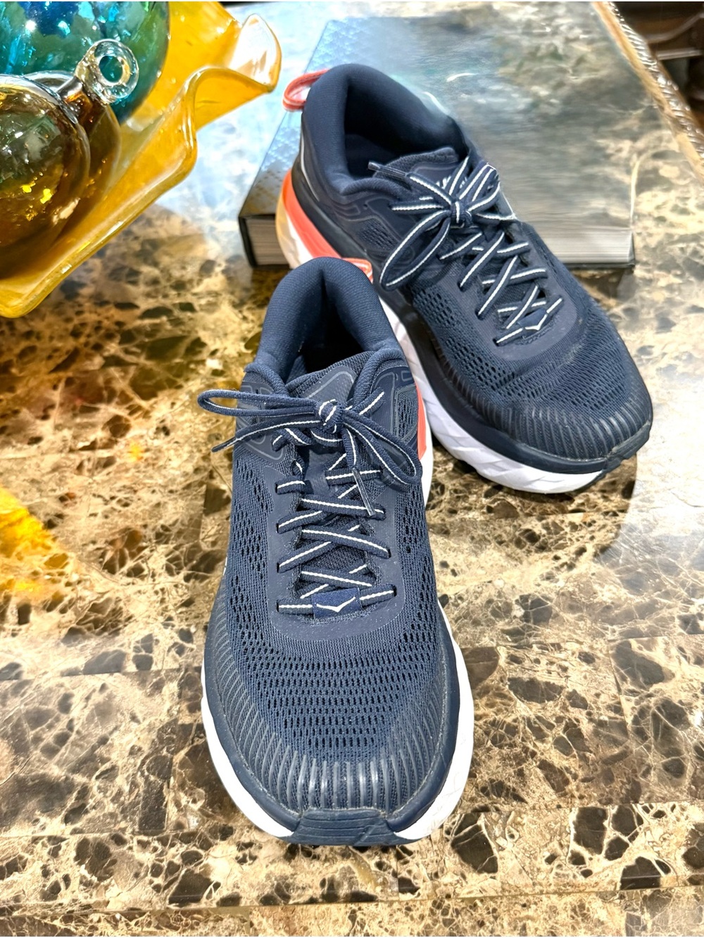 HOKA ONE ONE Bondi 7 Women’s Running Sneakers Navy/Coral Size 8 - Picture 5 of 8